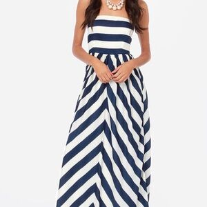 Lulu's Navy and White Strapless Dress